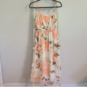 June & Hudson small floral ruffle chiffon midi dress